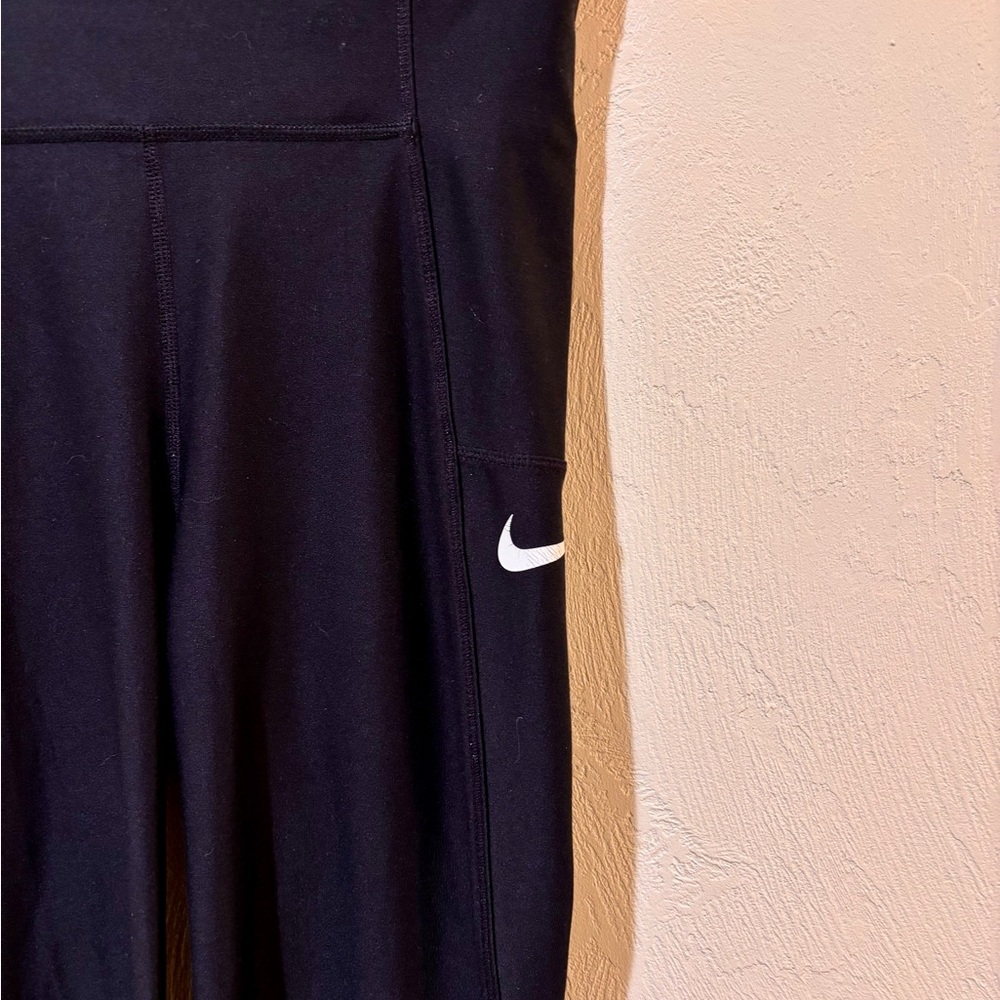 Nike Girls Black Dri-Fit Leggings with White Swoosh - L - Picture 2 of 7